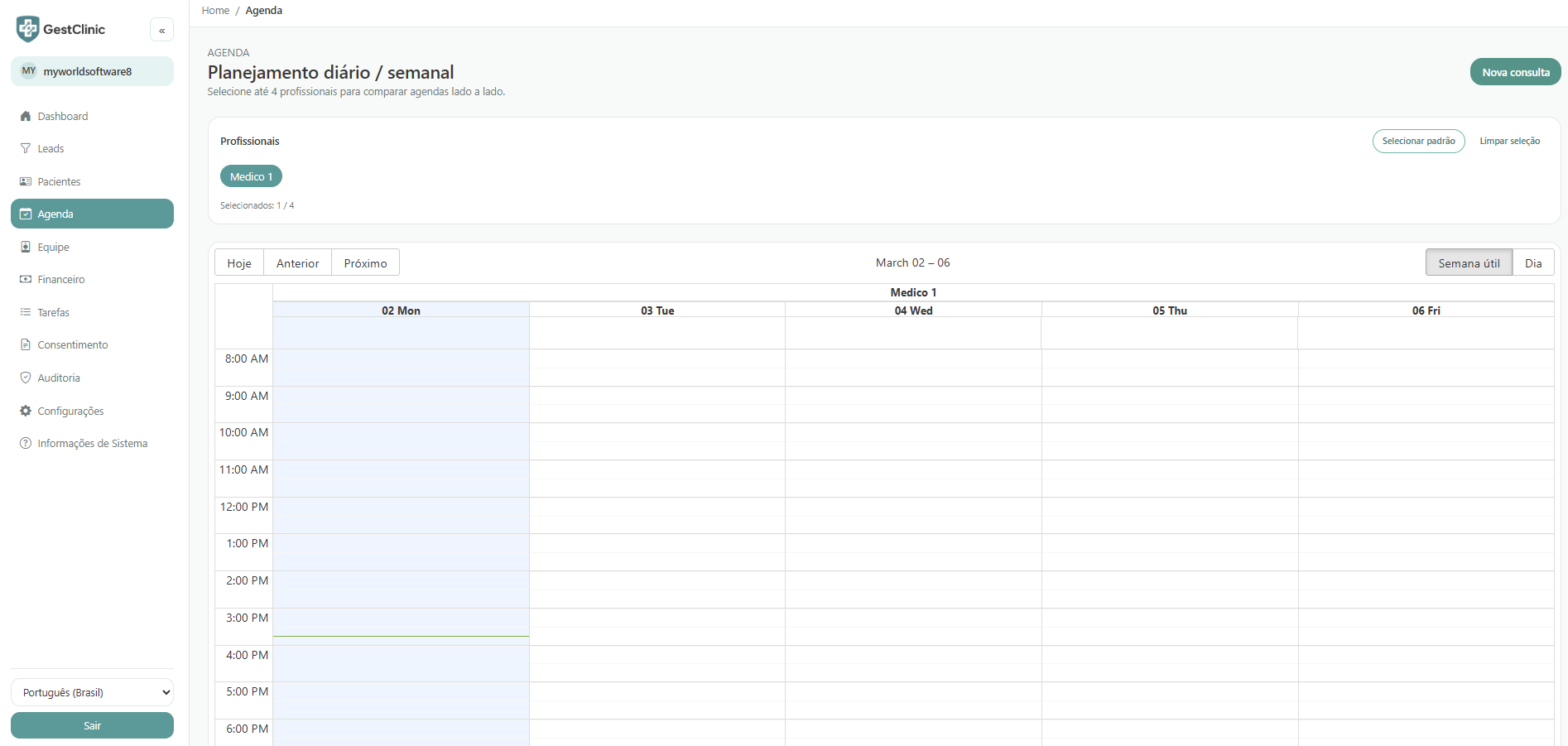 GestClinic schedule screen