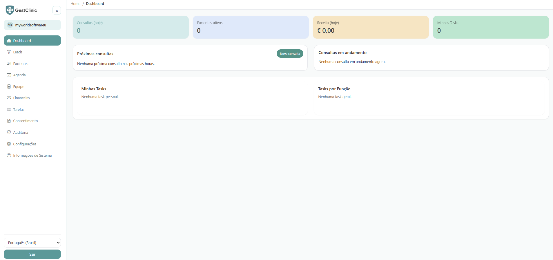 Dashboard do GestClinic